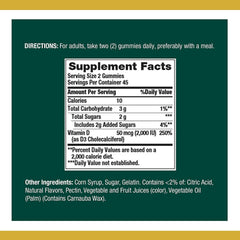 Close-up of mixed fruit flavored Vitamin D3 gummies