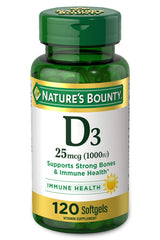 Nature's Bounty Vitamin D3 Soft Gels bottle label - 120 count