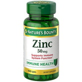 Nature's Bounty Zinc 50 mg caplets unflavored bottle front view