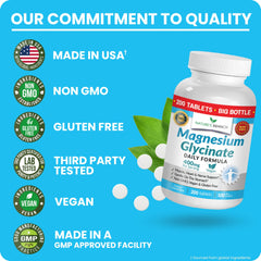 Nature's Branch Magnesium Glycinate 400mg tablet size comparison shows mini form.