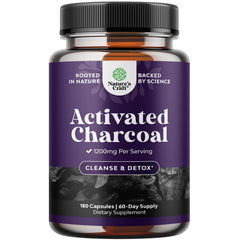 Bottle of Natures Craft Activated Charcoal Pills 1200mg - 180 count