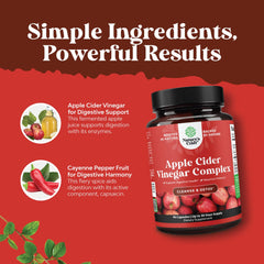 Natures Craft ACV capsules on a counter with healthy meal for daily wellness.