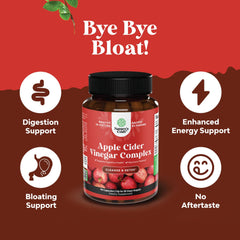 Natures Craft ACV capsules on a counter with healthy meal for daily wellness.