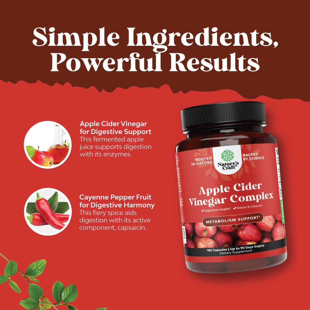 Natures Craft ACV Deep Cleanse capsules on hand suggest easy integration into busy mornings.