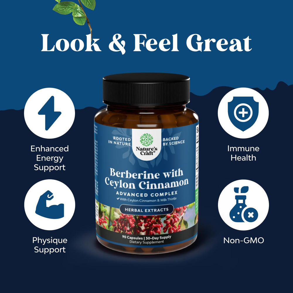 Natures Craft Balancing Berberine Ceylon Cinnamon ingredient emphasizes flavor-friendly support.