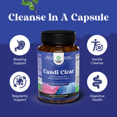 Natures Craft Candi-Clear herbal blend image featuring Aloe vera, oregano, and black walnut for gut balance.