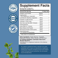 Natures Craft Candida Cleanse capsules front view promoting gut balance.