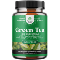 Natures Craft Green Tea Extract Capsules bottle front supports daily energy