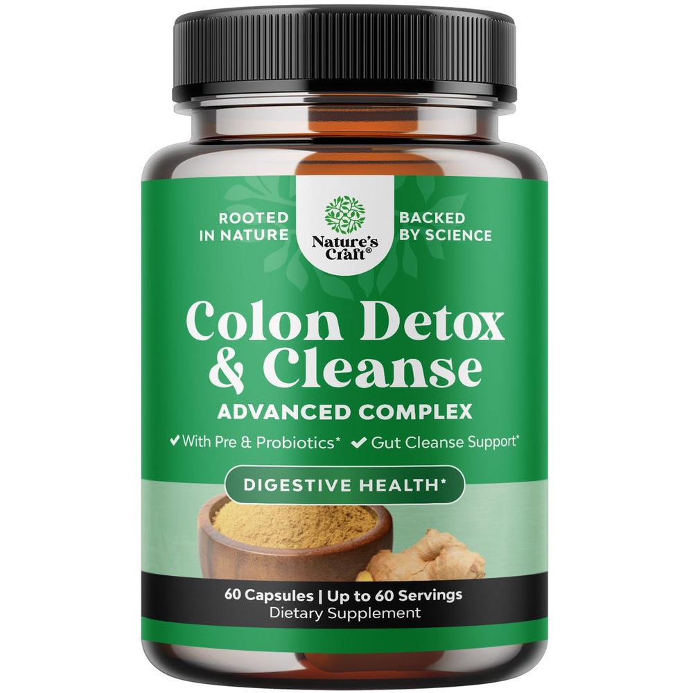 Natures Craft Herbal Colon Cleanse bottle with capsules for digestive support.
