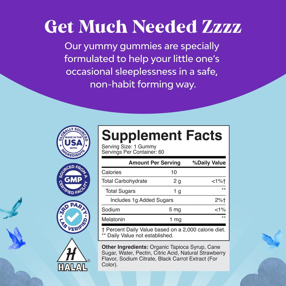 Close-up of Natures Craft kids melatonin gummies 1 mg