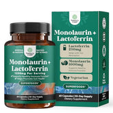 Hero image of Natures Craft Lactoferrin 250mg and Monolaurin 1000mg capsules — 30 servings.