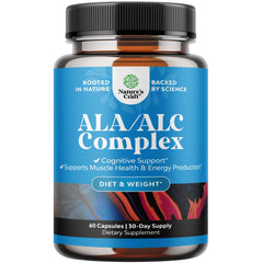 Natures Craft Pure ALA-ACLC capsules bottle supports memory and sustained energy.