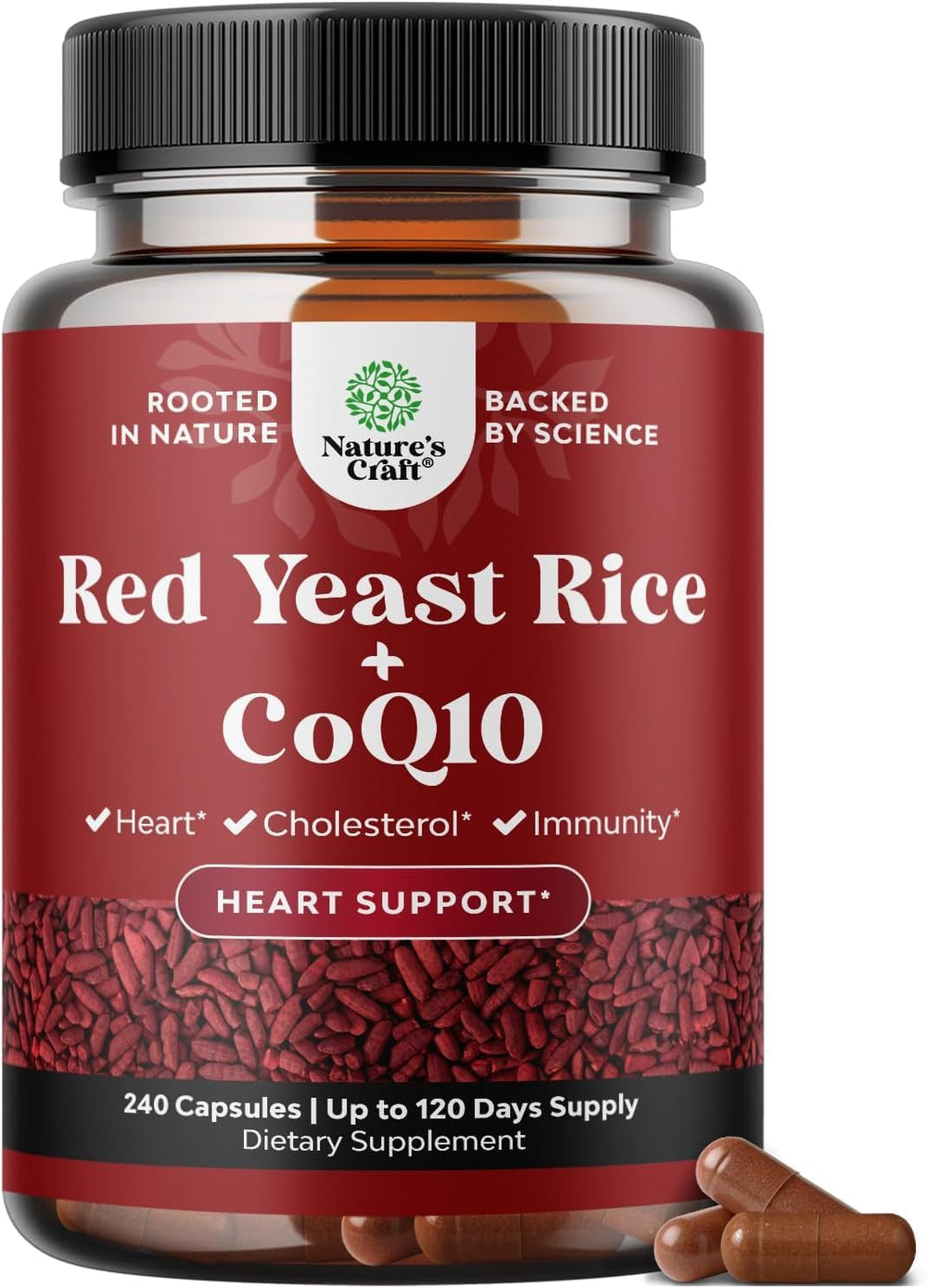 Nature's Craft Red Yeast Rice with CoQ10 bottle front for heart health support