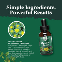 Natures Craft Rhodiola ingredients box showcases vegan non-GMO tincture components
