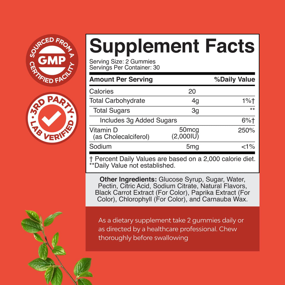 Bottle view of Natures Craft Vitamin D3 Gummies