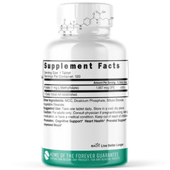 120 vegan tablets of Nature's Fusions Nutri 5-MTHF methylfolate supplement