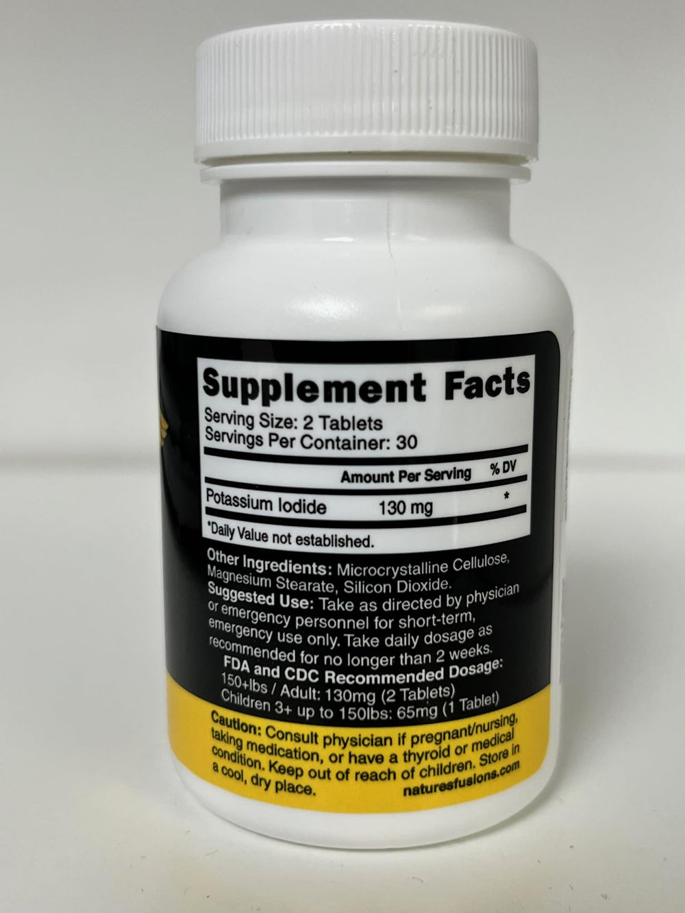Bottle label showing 60 tablets per bottle