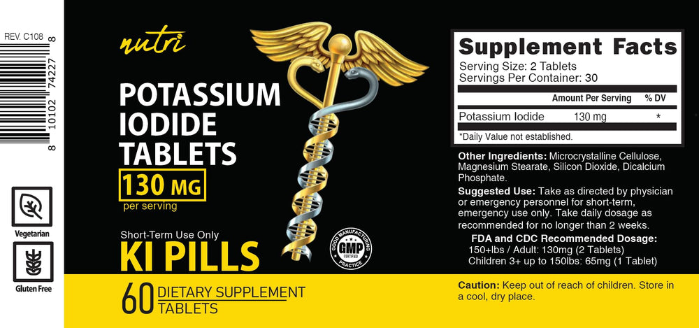 Single potassium iodide tablet 130 mg