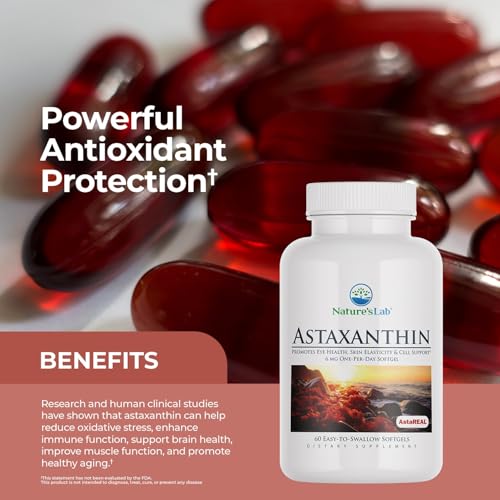 Front view of Nature's Lab AstaREAL Astaxanthin bottle