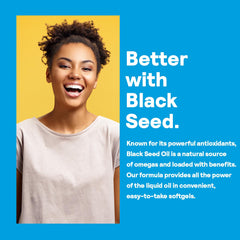 Nutrition facts and ingredients label for Nature's Life Black Seed Oil