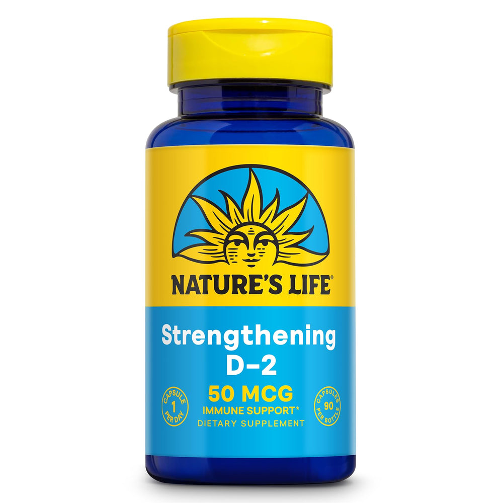 Nature's Life Vitamin D2 2000 IU Veggie Capsule bottle – front view