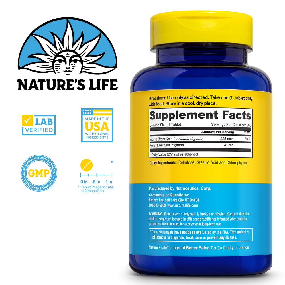 Nature’s Life Icelandic Kelp 41 mg tablets – back panel