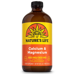Bottle of Nature's Life Liquid Calcium Magnesium with Vitamin D3 in orange flavor