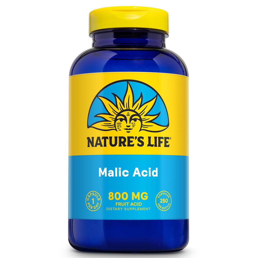 Bottle of Nature's Life Malic Acid 800 mg capsules