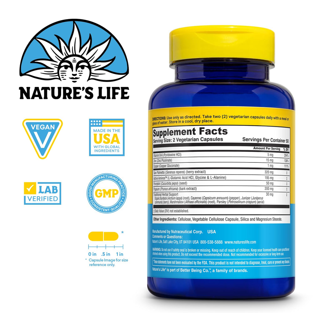 Label of Nature's Life Prostate Maintain bottle