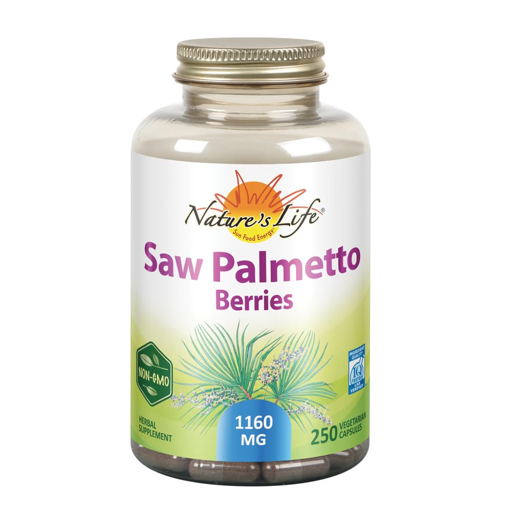 Nature's Life Saw Palmetto Berries 1160 mg bottle and label
