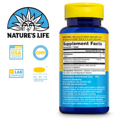 Back label with supplement facts for Nature's Life Tart Cherry 1200mg
