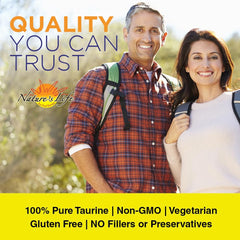 Taurine powder canister with label showing 1000mg per serving