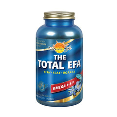 Nature's Life Total EFA fish oil bottle—balanced omega blend for skin, heart and memory support.