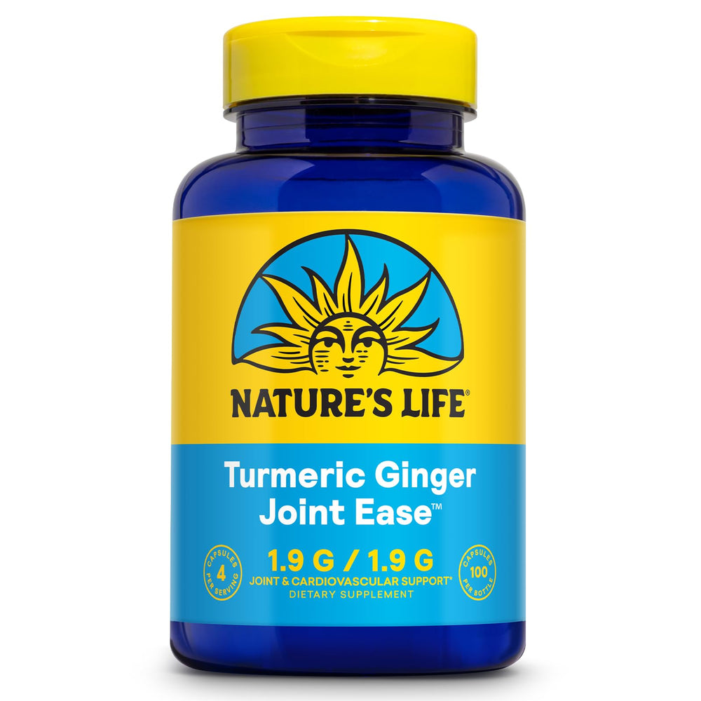 Bottle of Nature's Life Turmeric Ginger Joint Ease 100 Gelatin Capsules
