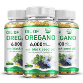 Hero image showing Nature's Live Oil of Oregano and Black Seed Softgels in a 3-pack