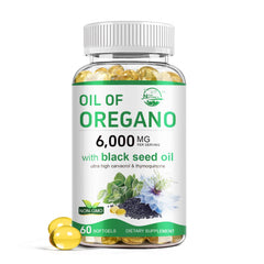 Bottle of Nature's Live 2-in-1 Oil of Oregano and Black Seed Oil softgels (60 count)