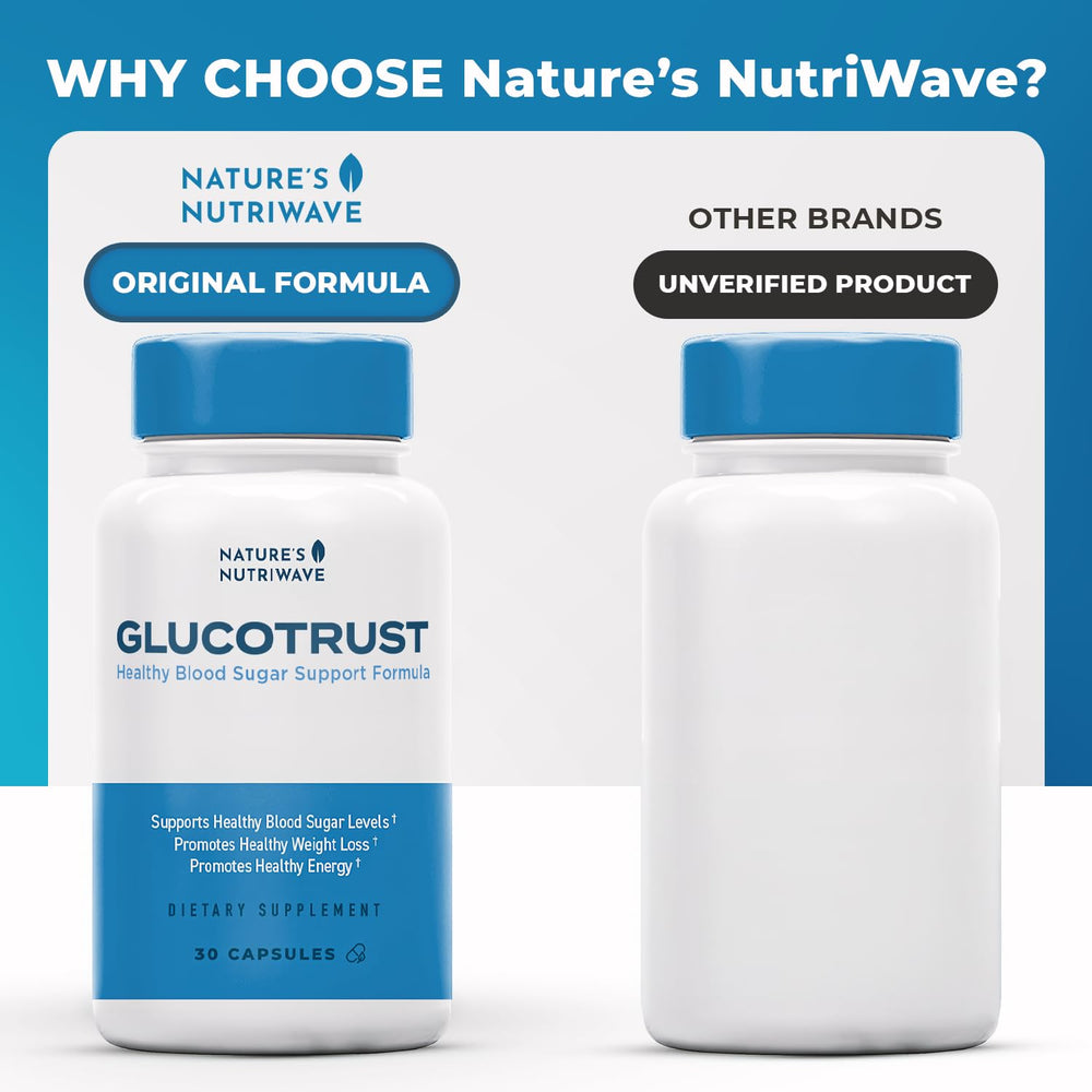 USA GMP-certified facility label for Nature's NutriWave Glucotrust Capsules