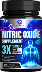 Nature's Peak Nitric Oxide Booster bottle cap close-up highlights 3000mg formula for sustained workouts.