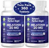 Nature's Perfect Night Melatonin 20mg two-pack bottle with berry flavor label