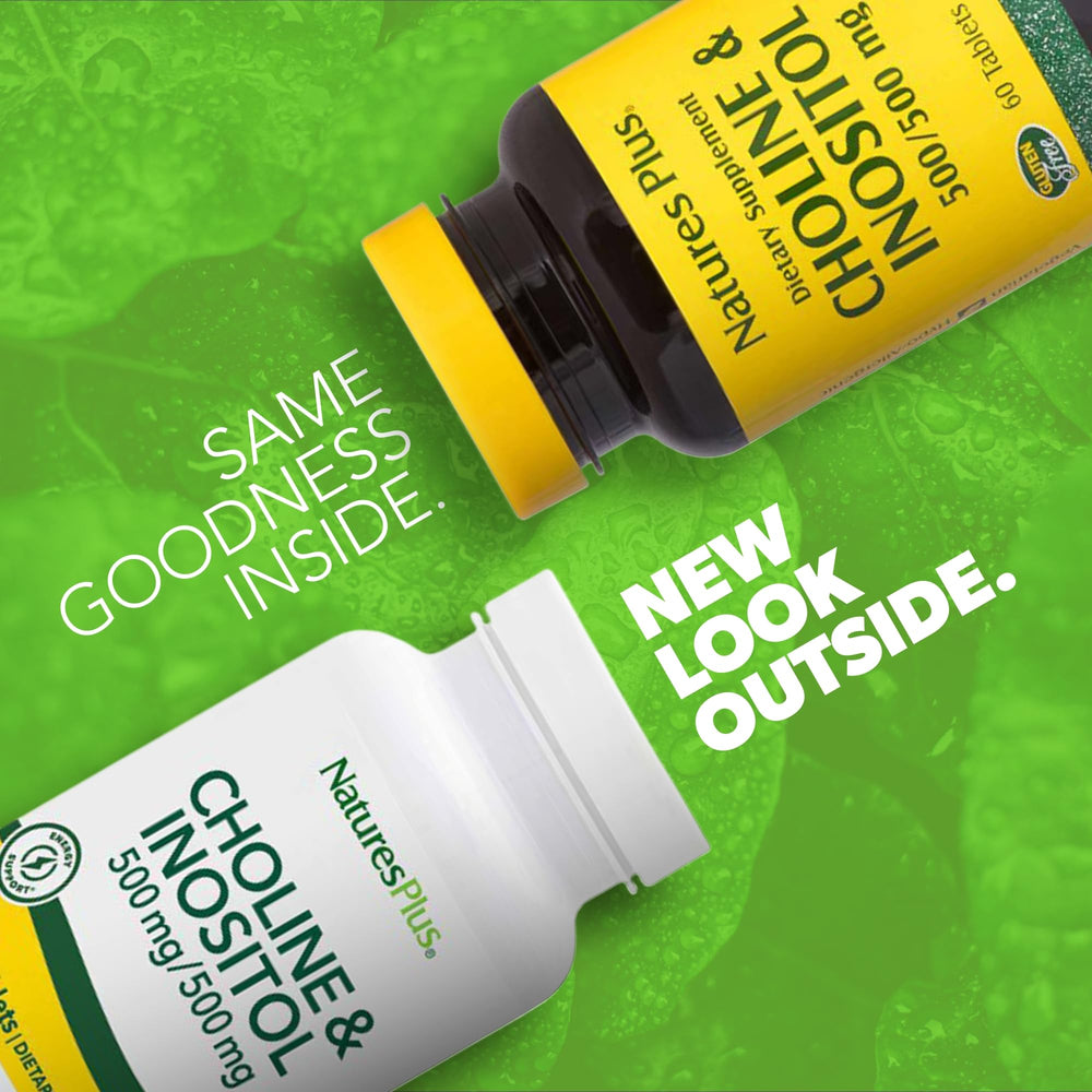 Close-up of choline and inositol tablets