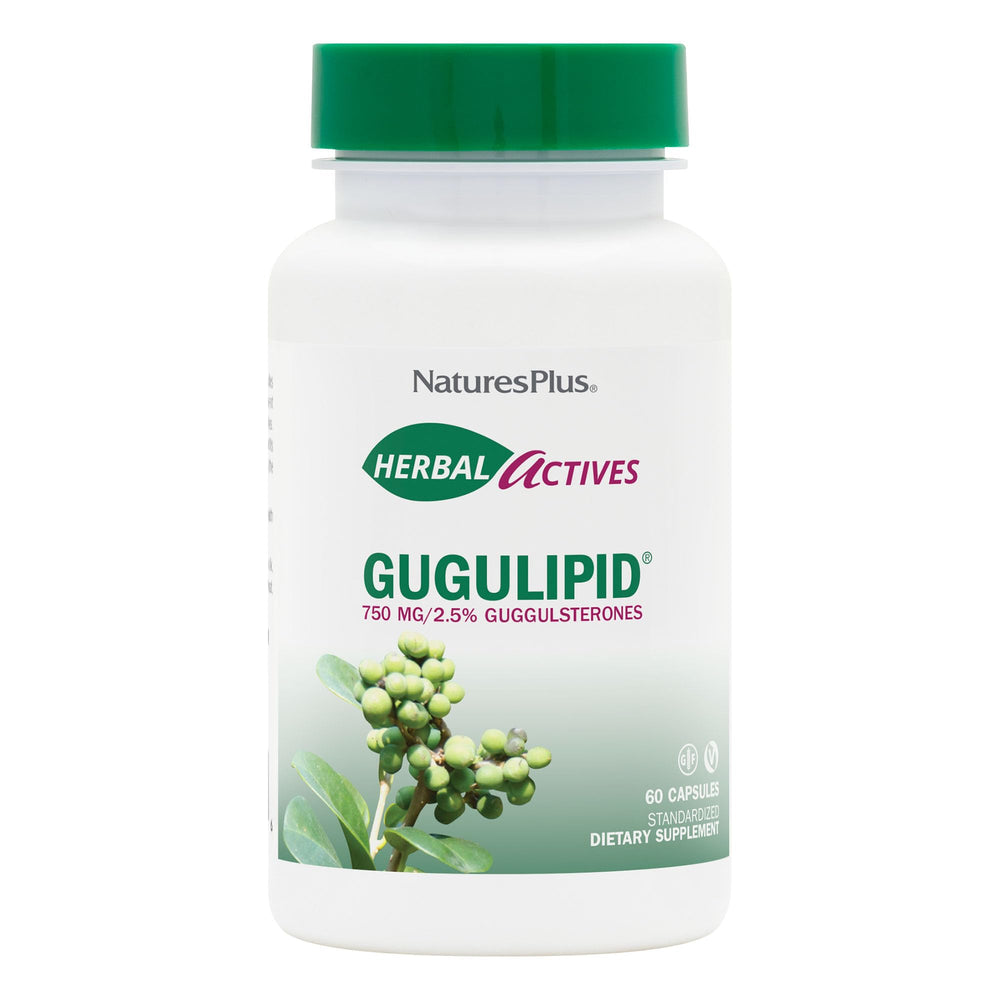 Nature's Plus Herbal Actives Gugulipid 750 mg vegan capsules bottle