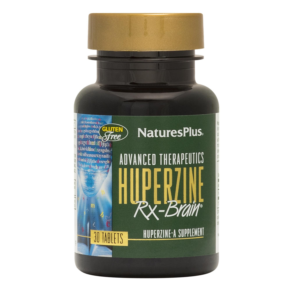 Bottle of Natures Plus Huperzine Rx-Brain 50 mcg 30 vegetarian tablets