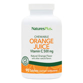 Front view of Natures Plus Orange Juice Vitamin C 500 mg 90-tablet bottle