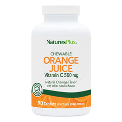 Front view of Natures Plus Orange Juice Vitamin C 500 mg 90-tablet bottle