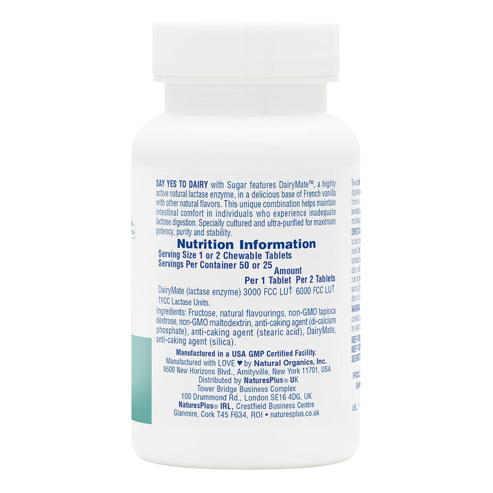 Chewable lactase enzyme tablets for lactose digestion