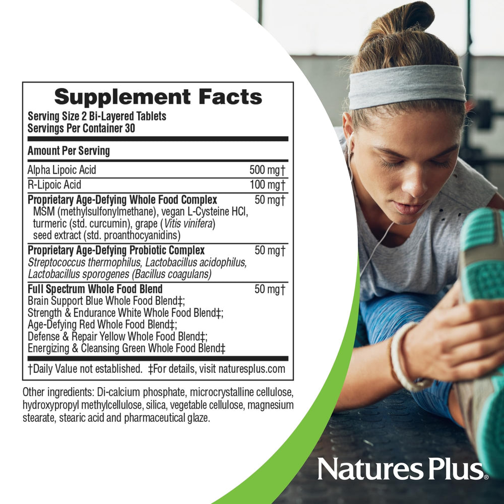 Supplement facts panel from Natures Plus Ultra Lipoic