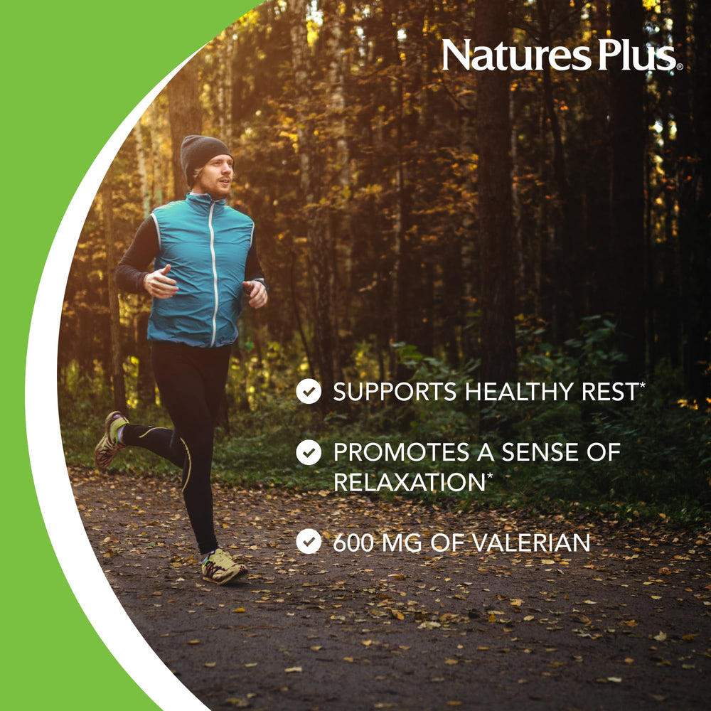 Valerian Extended Release tablet ingredients showing gluten-free and vegetarian formulation