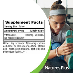 Front view of Natures Plus Vitamin B12 bottle