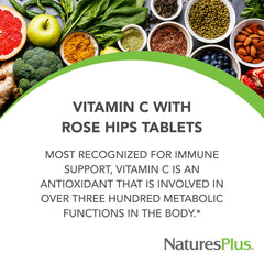 Packaging box and bottle of Natures Plus Vitamin C with Rose Hips