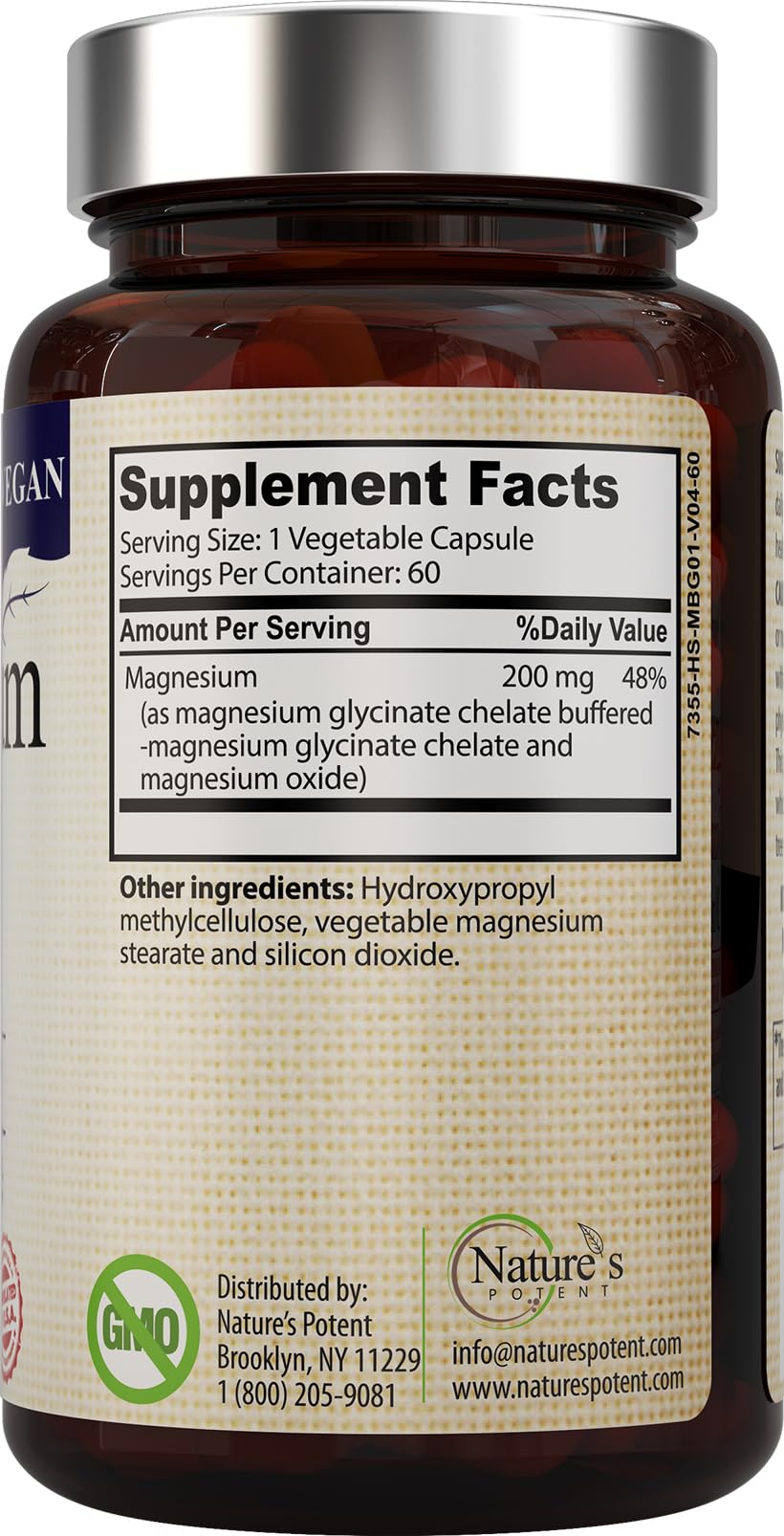 Made in USA badge on Nature’s Potent Magnesium Glycinate bottle
